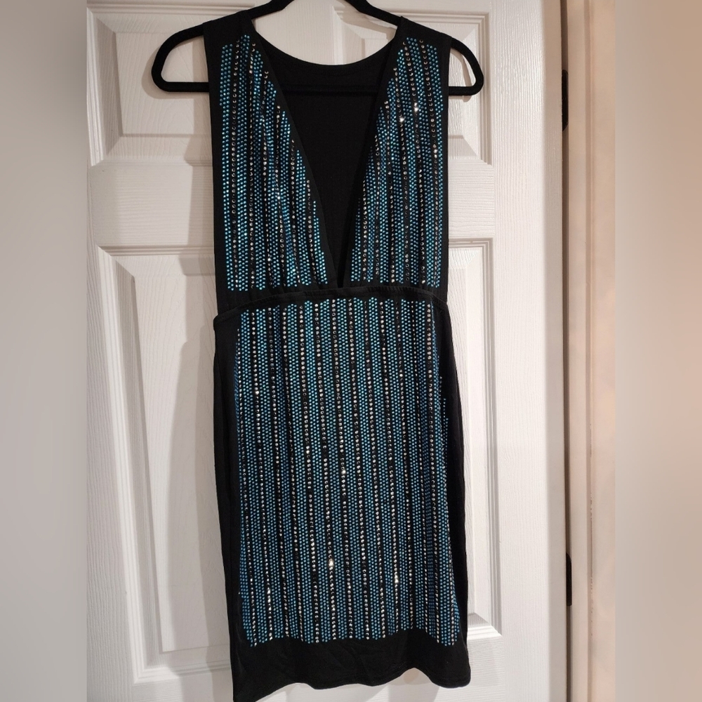 Blue and Black Sequence Dress Size L